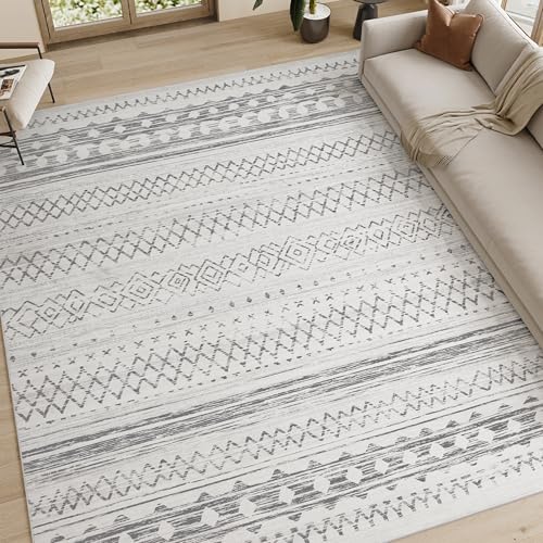 4x6 Area Rugs for Living Room Non Slip Washable Rug Neutral Distressed Boho Rug Ultra Soft Large Area Rug Modern Indoor Carpet for Bedroom Dining Room