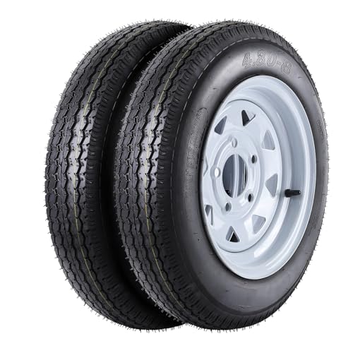 Garvee 4.80-8 Trailer Tires, 2 Pack, Load Range C 6PLY, 8"x3.75" Rims 5 Lug on 4.5", Max Load 760 LBS @ 90 PSI, Durable Nylon Cord Design for Utility,