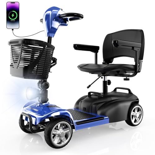 iScooter Mobility Scooter, 4-Wheel Mobility Scooters for Adults & Seniors, 300 lbs Capacity, Lightweight Powered Electric Wheelchair Device with Seat,