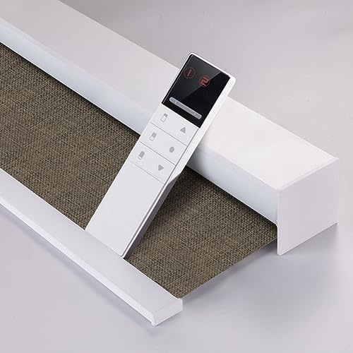 ZSHINE Motorized Blinds (23-95 inches) Remote Control Window Roller Shade Wireless Rechargeable 100% Blackout Cloth Grain Series Fabric Window Shades