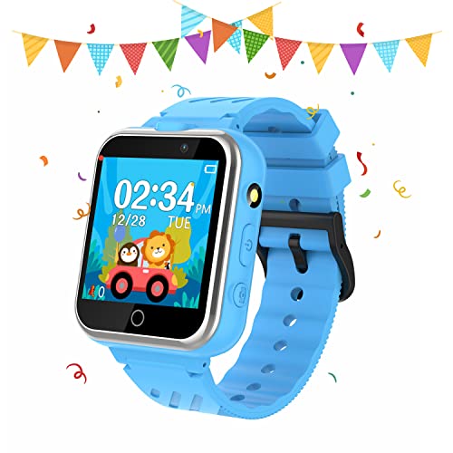 Retysaz Kids Smart Watch 24 Game Smart Watch for kids Pedometer 2 HD Cameras Fashion Smartwatches for Children 3-14 Great Gifts To Girls Boys(Blue)
