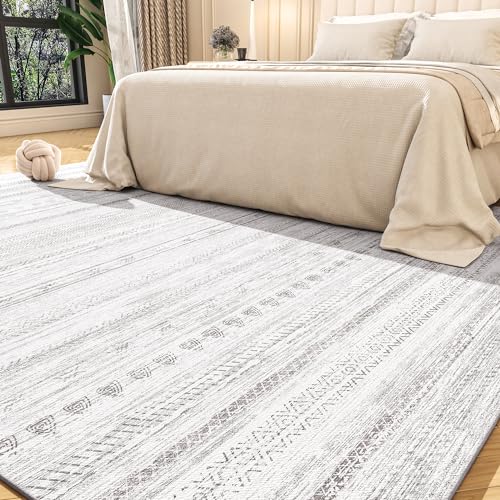5x7 Area Rugs for Living Room Machine Washable Rug Distressed Indoor Carpet Neutral Moroccan Boho Rug Ultra Soft Area Rug for Bedroom Dining Room Play
