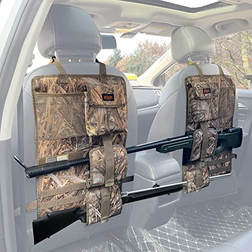 MYDAYS 2 Pack Tactical Seat Back & Front Seat Gun Organizer with Molle Panel Vehicle Gun Holders for Hunting Rifles & Shotguns (Camo)