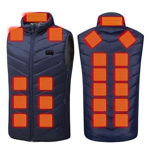Heated Vest for Men Women, 4 Control 21 Heating Zones USB Electric Puffer Vest, Lightweight Winter Outerwear Jacket Blue 3X-Large