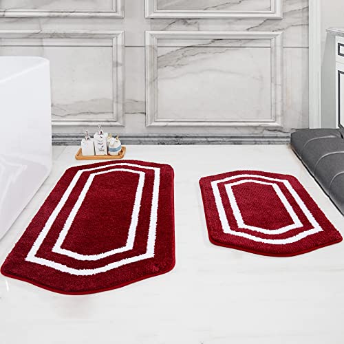 COSY HOMEER Extra Thick Bath Rugs Set - Anti-Slip Bath Mats Soft Plush 100% Strong Mirco Polyeste Mat Living Room Bathroom Mat Floor Water Absorbent(R