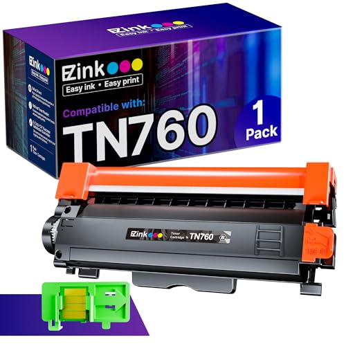 E-Z Ink TN760 Toner Cartridge with Chip Replacement for Brother TN-760 TN730 TN-730 TN760 Toner for Brother DCP-L2550DW HL-L2350DW L2395DW L2390DW L23