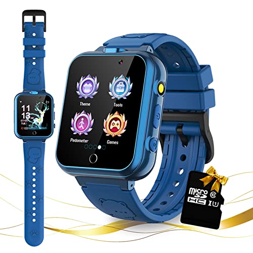 Retysaz Kids Smart Watch 24 Game Smart Watch for kids Pedometer 2 HD Cameras Fashion Smartwatches for Children 3-14 Great Gifts To Girls Boys (Blue)