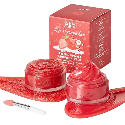 ANAI RUI Lip Scrub & Lip Mask Stocking Stuffers Gifts, Lip Exfoliator Scrub and Moisturizer Gift For Girls, Lip Scrubber Exfoliator & Sugar Lip Scrub