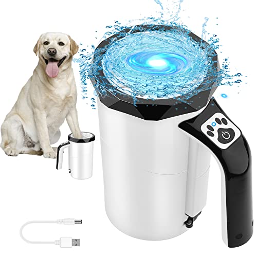 MYPIN Rechargeable Automatic Dog Paw Cleaner, Black - Portable Pet Paw Washer Cup with Soft Silicone Brush, 7.4V High Power, Suitable for Big Dog and