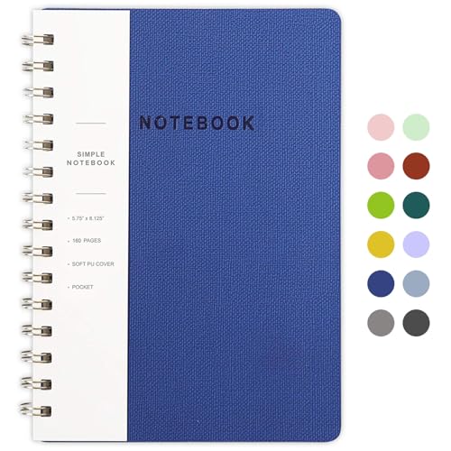 Lined Spiral Notebook College Ruled A5 Journal Book for Note Taking, 160 Pages Writing Journal for Office and Home School Supplies 5.75x8.125 inch - N