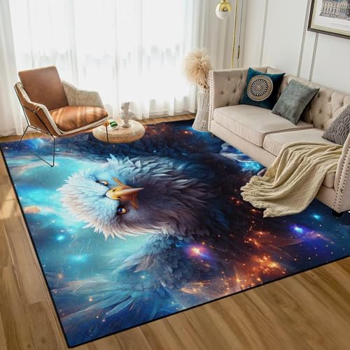 6' x 9' Galaxy Bald Eagle Rug for Bedroom Living Room Fierce Animal Area Rugs Washable Indoor Carpet Throw Rugs for Kids Teens Women Floor Mat Doormat