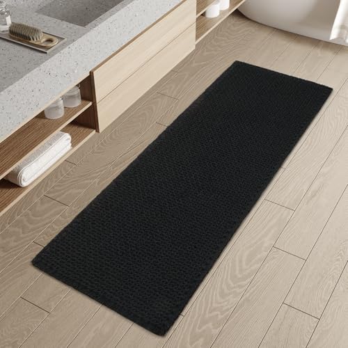 Checkered Bath Mat Runner, Super Absorbent Non Slip Bathroom Runner Rug Modern Woven Washable Runners for Hallways Entryway Bedroom Laundry Room Kitch