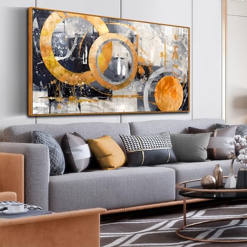 CGXART Yellow Abstract Wall Art - Framed Wall Art Bedroom - Large Modern Wall Decor for Living Room Ready to Hang Size 29" x 59" 59"L x 29"W Black and