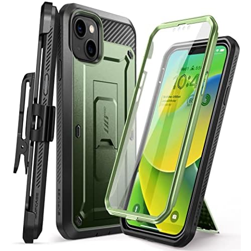 SUPCASE for iPhone 14 Case with Stand & Belt-Clip (Unicorn Beetle Pro), [Built-in Screen Protector] [Military-Grade Drop Protection] Heavy Duty Rugged