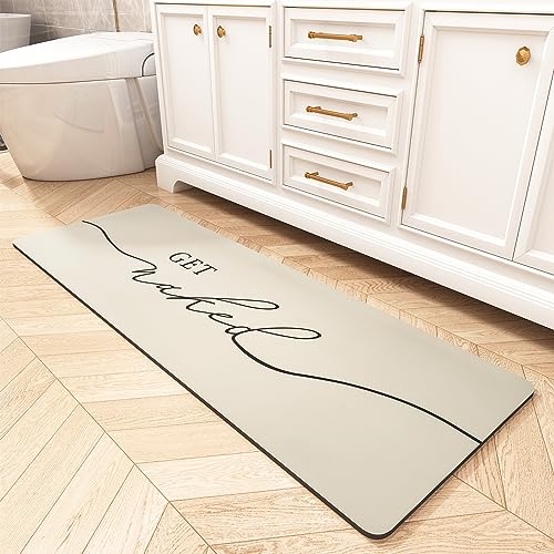 tchdio Long Bath Mat Rug-Super Absorbent Quick Dry Bath Mats for Bathroom Floor Non Slip-Bathroom Mats with Rubber Backing Thin Bathroom Runner 17" x