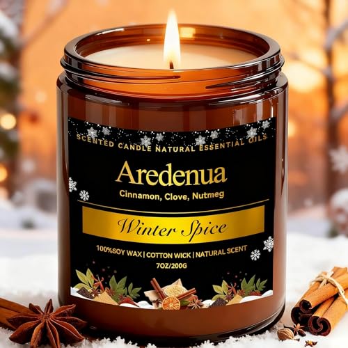 Winter Candles – Winter Spice Candle | Holiday Scented Candles, 7oz Soy Candle for Home - Christmas Gifts for Men Women - 50H Clean Long Lasting Bur