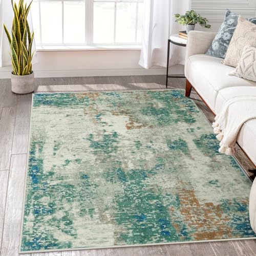 Lahome Modern Abstract Area Rug 5x7 Rugs for Living Room, Washable Accent Bedroom Rug Non-Slip Non Skid, Indoor Floor Contemporary Carpet for Kitchen