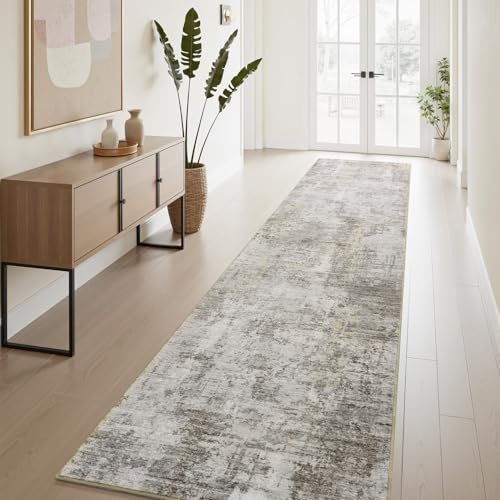 AMOAMI 2 x 10 Hallway Runner Rug Non Slip Super Soft Long Runner Rugs Machine Washable Low Pile Modern Abstract Runners for Hallways for Bedroom Laund