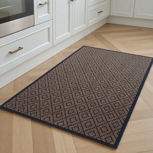 PADOOR Kitchen Floor Mat, Rubber Backed Kitchen Rugs Non Slip Washable, Super Absorbent Kitchen Mats for Floor Front of Sink, 20"x32" Blue 20"x32" Blu