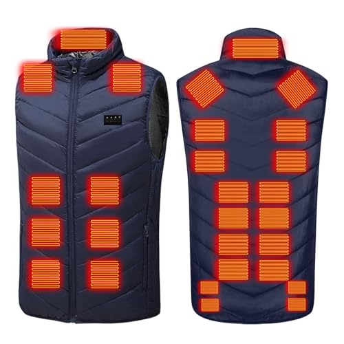 Heated Vest for Men Women, 4 Control 27 Heating Zones USB Electric Puffer Vest, Lightweight Winter Outerwear Jacket Blue Large