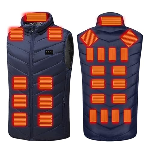 Heated Vest for Men Women, 4 Control 28 Heating Zones USB Electric Puffer Vest, Lightweight Winter Outerwear Jacket Blue Medium