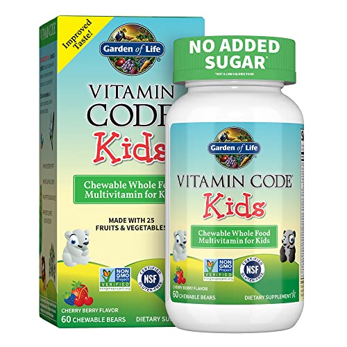 Garden of Life Vegetarian Multivitamin Supplement for Kids - Vitamin Code Kids Chewable Raw Whole Food Vitamin with Probiotics, 60 Chewable Bears