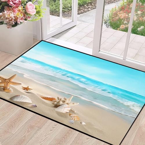 2' x 3' Beach Rug Nuatical Area Rugs for Bedroom Dorm Living Room Blue Coral Hawaiian Throw Rug Floor Mat Pad Doormat Carpet Beach 01 2' x 3' (Rectang