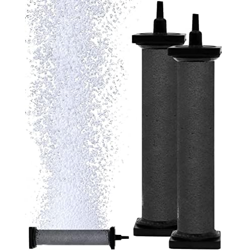 AquaMiracle New Innovative Rubber Air Stone for Large Aquarium, 8”x1.25” Fish Tank Air Stone 2-Pack, Air Bubbler Oxygen Air Diffuser for Pond Aera