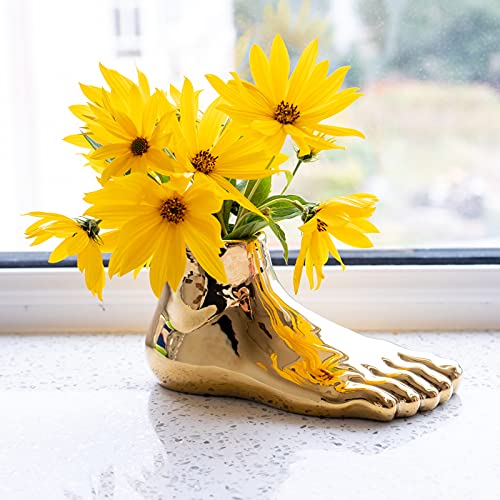 Notakia Unique Flower Vase Statue Home Decor Modern Style Gold Room Decor Accents for Indoor and Outdoor Statue Planter Pots Gold Decor Accents Sculpt