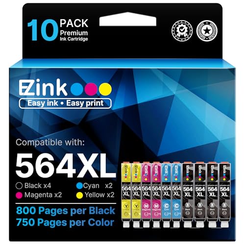 E-Z Ink Compatible 564xl Ink cartridges for hp Printers Replacement for hp 564 Ink cartridges Combo Pack for PhotoSmart 7520 7510 6510 6520 5520 7525