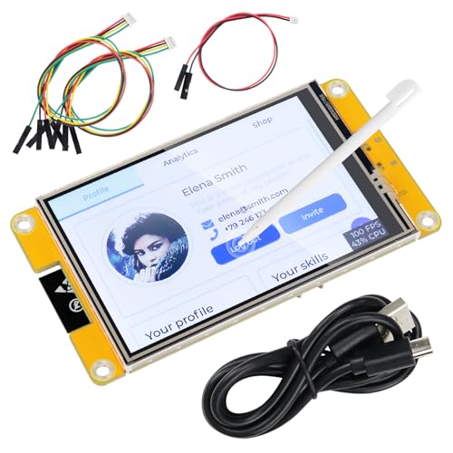 Freenove ESP32 Display CYD, 3.5 Inch Touchscreen Monitor, 320x480 Pixel TN TFT LCD Screen ST7796 Driver, Dual-core 32-bit 240 MHz Microcontroller WiFi