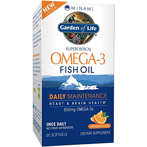 Garden of Life Fish Oil Omega 3 EPA-DHA for Natural Brain Function, Heart & Mood, 850mg Fatty Acid Supplements, Minami - Orange Flavor Ultimate Once D