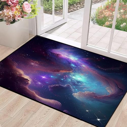 Galaxy Area Rug Space Nebula Bedroom Living Room for Girls Kids Boys Carpet Vortex Throw Rugs Purple Blue Cloud Floor Mat 63 in x 31 in Galaxy 1 2'7"
