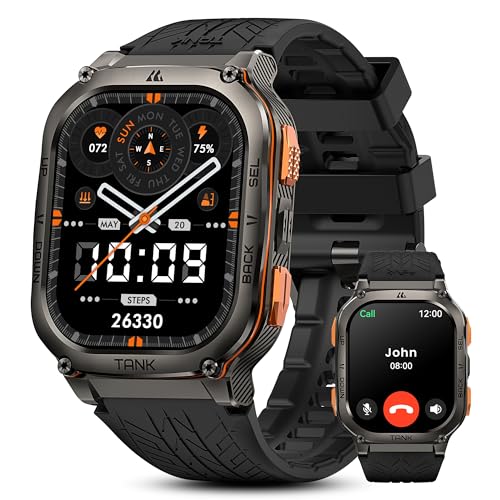 KOSPET M3 Ultra GPS Montre Connectée Homme, 60 Jours d'Autonomie 50M Étanche, 1.96" AMOLED Always-on Boussole Baromètre, Smartwatch Acier Inoxydabl