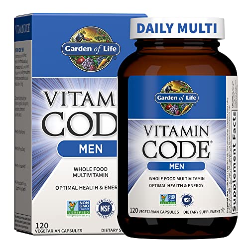Garden of Life Vitamin Code Whole Food Multivitamin for Men - 120 Capsules, Vitamins for Men, Fruit & Veggie Blend and Probiotics for Energy, Heart, P