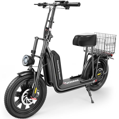iScooter F7 Electric Scooter Adults, 1000W Powerful Motor, 28 MPH Top Speed & 45 Miles Range, 16'' Fat Tire Scooter for Adults, Detachable Seat & Adju