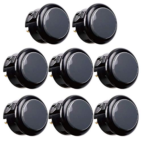 Sanwa 8 pcs OBSF-30 Original Push Button 30mm - for Arcade Jamma Video Game & Arcade Joystick Games Console (Gray), Use for Arcade Game Machine Cabine