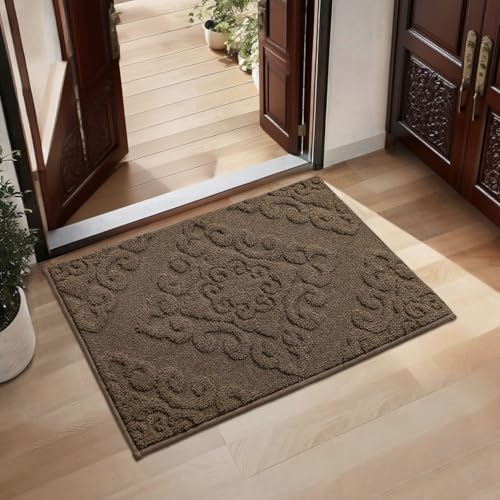 COSY HOMEER 50x80 cm Nonslip Indoor Doormat, Absorbent Dirt Trapper Floor Mat for Front Back Door Entrance, Low Profile Door Entrance Welcome Rug, Bro
