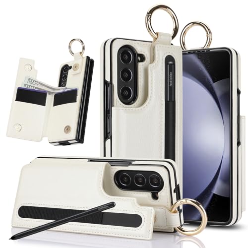 for Samsung Galaxy Z Fold 6 Wallet Case with S-Pen Holder and Credit Card Holder, Cash Slot, Luxurious Leather Magnetic Clasp Kickstand Heavy Duty Rin