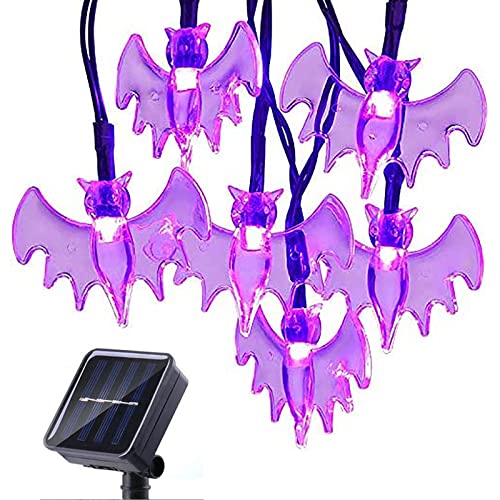 Garvee LED Solar Light with Bat Bubble Colored Lights, Purple Light 8-Mode Ghost Inns Room Decorative Colored Lights for Halloween Parties, Outdoor Co