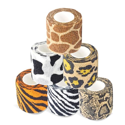 Pet Bandage 6 Rolls, Adhesive Bandage, Self Adhesive Bandage, First Aid Adhesive Gauze, for Horses, Dogs,Cats, Birds, Animals (Animals, 2 Inch (Pack o