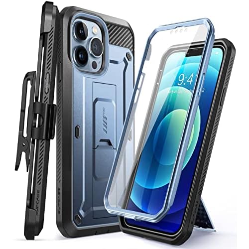 SUPCASE for iPhone 13 Pro Case with Stand & Belt-Clip (Unicorn Beetle Pro), [Built-in Screen Protector] [Military-Grade Protection] Heavy Duty Rugged