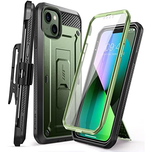 SUPCASE for iPhone 13 Case with Stand & Belt-Clip (Unicorn Beetle Pro), [Built-in Screen Protector] [Military-Grade Drop Protection] Heavy Duty Rugged