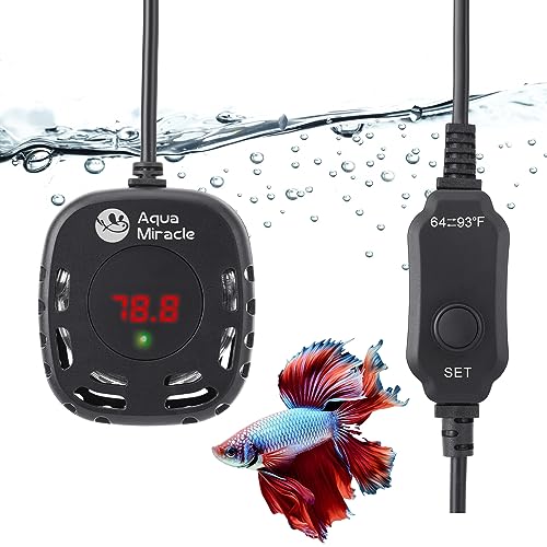 AquaMiracle Adjustable 150W Mini Aquarium Heater Submersible Fish Tank Heater Turtle Tank Heater Small Aquarium Heater, with LED Digital Display, for