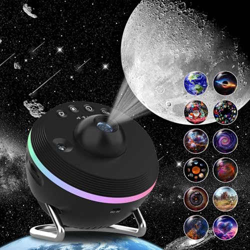 Galaxy Projector, 13 in 1 HD Planetarium Star Projector for Bedroom, Kids' Star Light with Meteor Effects and Timer Black