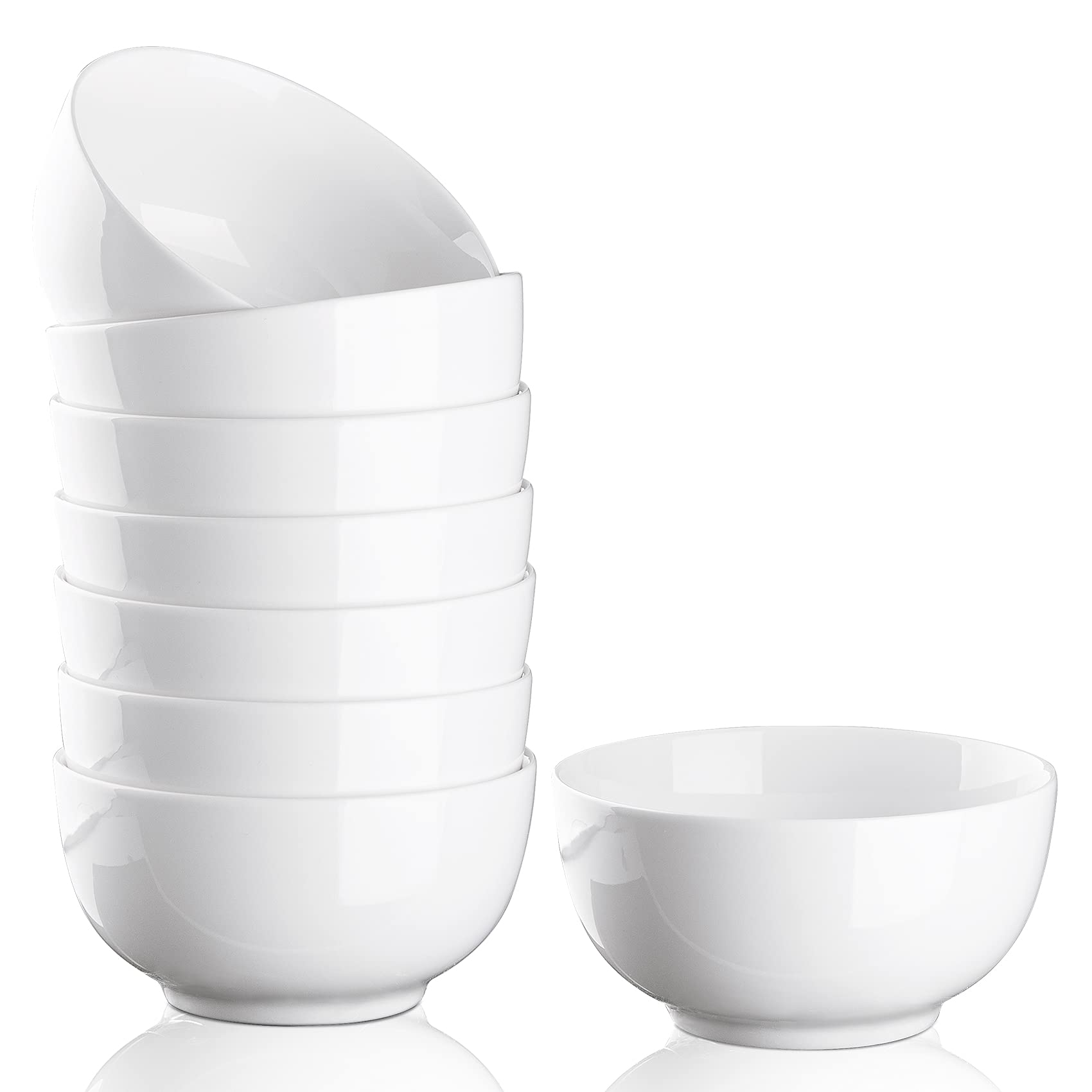 Garvee 10 Ounce Porcelain Bowls Set 8 Pack Premium White Ceramic Bowls for Cereal, Soup, Salad, Pasta, Prep, Rice, Ice cream, Microwave & Dishwasher S