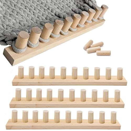 46" Adjustable Size Wooden Knitting Loom Frame,Chunky Blanket Knitting Loom Kit,No Needle Hand Knitting Kit,Beginner Friendly Yarn Craft for Home Deco