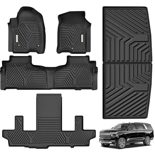 YITAMOTOR Floor Mats Fit for 2021-2025 GMC Yukon-Chevy Tahoe 7 Seats, All-Weather TPE Fit Accessories (Only for Bucket Seats) 3 Row Floor Liner & Carg