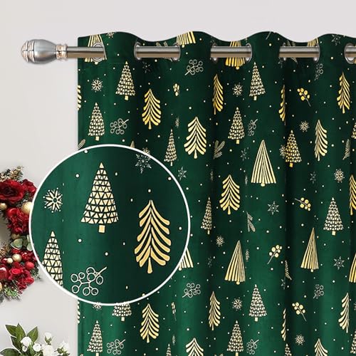 Garvee Christmas Curtains for Living Room, Velvet Curtains 84 Inches Long, Holiday Decoration Bedroom Window Curtains, Thermal Insulated Room Darkenin
