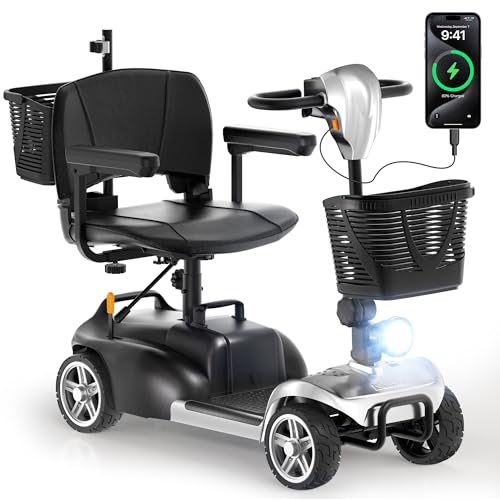 iScooter X02 Pro 4-Wheel Mobility Scooter, Portable Electric Mobility Scooter for Seniors&Adults, 20Miles Electric Wheelchair Device 300lbs with Remov